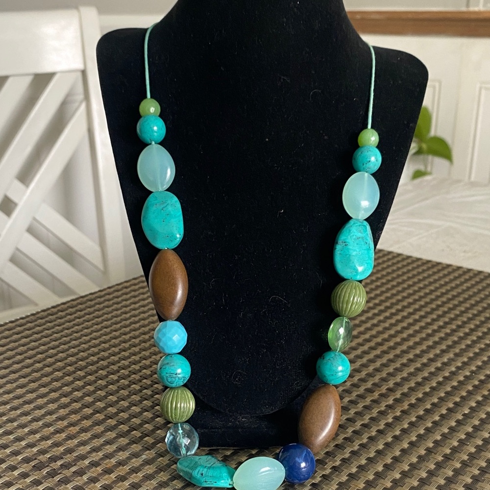 Turquoise & Green Mixed Bead Statement Necklace - Women Jewelry